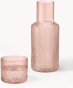 Caraffa piccola con bicchiere in vetro soffiato Ripple