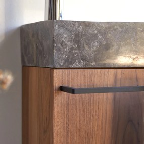 Tikamoon - Mobile lavamani pensile in legno di Noce e marmo Stelle grey