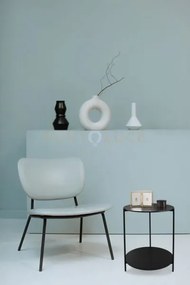 Paulina tavolino metallo nero mdf effetto marmo nero venature bianc...