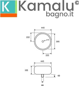 Lavabo da appoggio tondo 44.5cm in ceramica bianca |  Litos-T22 - KAMALU