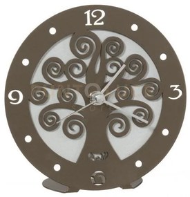 Bomboniera orologio albero della vita bianco e bronzo in ferro 13cm...