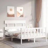 Giroletto con Testiera Bianco 140x190 cm in Legno Massellocod mxl 124871