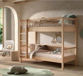 Letto da bambini a castello di colore naturale in faggio massiccio con rete inclusa 90x200 cm Forrest – Vipack