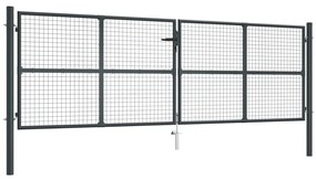 Cancello Per Giardino İn Acciaio Zincato Grigio 400x175 Cm /