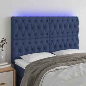 Testiera A Led Blu 144x7x118/128 Cm İn Tessuto /