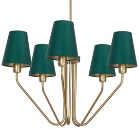 Lampadario a sospensione con supporto rigido VICTORIA 5xE27/60W/230V verde