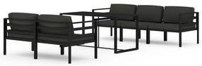 Set divani da giardino 6 pz con cuscini in alluminio antracite