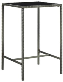 Set Bar da Giardino 3 pz con Cuscini in Polyrattan Grigio