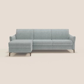 Dalia divano letto angolare con materasso alto 18 cm piedini alti e penisola contenitore in tessuto smacchiabile T17