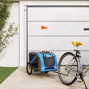 Rimorchio Da Bici Per Animali Blu E Grigio Oxford E Ferro /