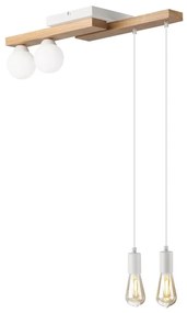 Lampadario a sospensione con filo CORTINA 2xE27/15W/230V + 2xG9/5W/230V bianco/quercia