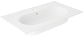 Lavabo integrale rettangolare vasca centrale SOLID L 61 x H 18 x P 46 cm in ceramica bianco lucido