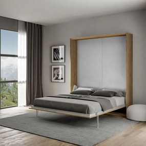 Letto a scomparsa verticale matrimoniale 160 cm Quercia KENTARO