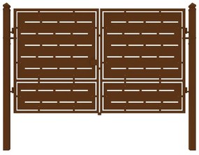Cancello manuale con serratura elettrica Privacy in ferro, apertura centrale, L 308.5 x H 180 cm, di colore ruggine
