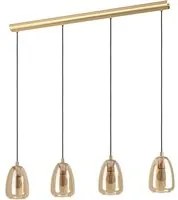 Lampadario Contemporaneo Alobrase 4 Luci Metallo Ottone Spazzolato