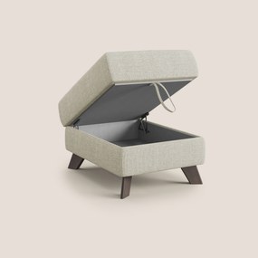 Moon Pouf contenitore e piedini alti in tessuto morbido ad intreccio soft-touch impermeabile T06 panna
