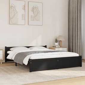 Giroletto Nero İn Legno Massello 150x200 Cm King Size /
