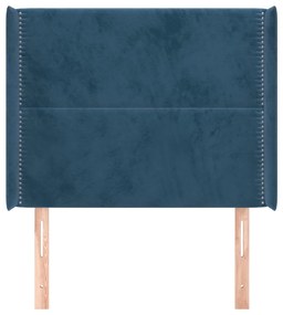 Testiera ad orecchio blu scuro 93x16x118/128 cm in velluto