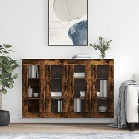 Armadietti A Parete 2 Pz Rovere Fumo İn Legno Multistrato /
