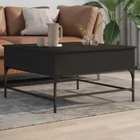 Tavolino da Salotto Nero 80x80x45cm Legno Multistrato e Metallo 845401