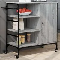 Carrello da Cucina Grigio Sonoma 87,5x38,5x84,5 cm Multistrato 842389