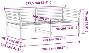 Dormeuse Marrone Cera 100x200 cm in Legno Massello di Pino