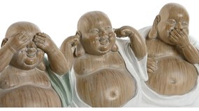 Statua Decorativa Home ESPRIT Bianco Verde Buddha Orientale 10 x 9 x 10,5 cm (3 Unità)