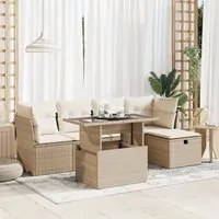 Set Divano da Giardino 6 pz con Cuscini Beige in Polyrattan 3326139