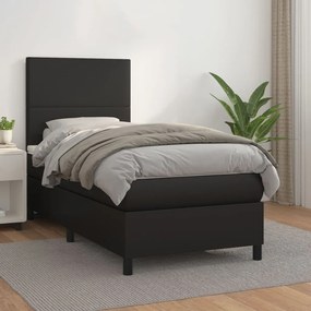 Giroletto A Molle Con Materasso Nero 90x200 Cm İn Similpelle /