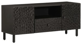 Mobile Porta Tv Nero 105x33x46 Cm İn Legno Massello Di Mango /