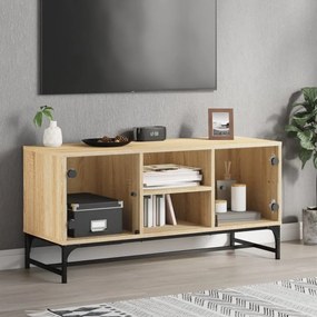 Mobile porta tv con ante in vetro rovere sonoma 102x37x50 cm