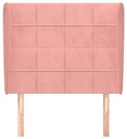 Testiera ad orecchio rosa 83x23x118/128 cm in velluto