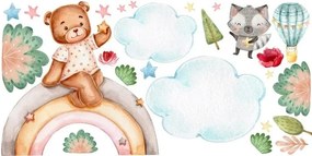 Adesivo murale per bambini luogo magico con animali 60 x 120 cm