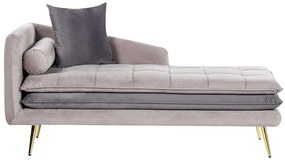 Chaise longue sinistra velluto beige e grigio GONESSE Beliani