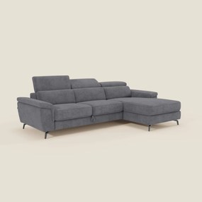Estro Divano estraibile con chaise-longue e poggiatesta reclinabili in tessuto impermeabile T14 grigio