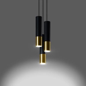 Sollux SL.0955 - Lampadario a sospensione con filo LOOPEZ 3xGU10/10W/230V arrotondato nero/oro