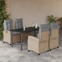 Set Pranzo da Giardino 5 pz con Cuscini Beige Misto Polyrattancod mxl 111044