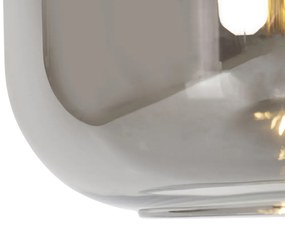 Lampada a sospensione intelligente nera con oro e vetro fumé incl. Wifi G95 - Zuzanna