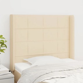 Testiera Ad Orecchio Crema 93x16x118/128 Cm İn Tessuto /