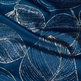 Tovaglia centrale in velluto con stampa di foglie blu lucido Larghezza: 35 cm | Lunghezza: 220 cm