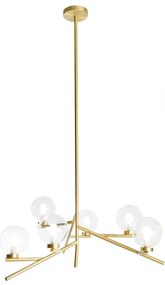 Lampadario Glamour Camely oro paralume bianco 5x G9 MILOOX