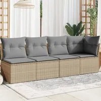 Divano da Giardino con Cuscini a 4 Posti Beige in Polyrattancod mxl 111109