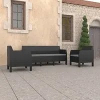 Set Divani da Giardino 3pz con Cuscini in Rattan PP Antracite cod mxl 44105