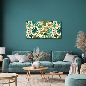 Quadro su tela – Ghepardi giocherelloni e foglie