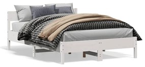 Letto Senza Materasso Bianco 140x200 Cm Legno Massello Di Pino /