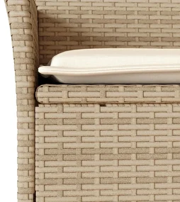Set pranzo da giardino 5 pz con cuscini beige polyrattan acacia