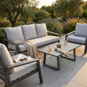 PERCY - salotto da giardino in alluminio e corda 5 posti