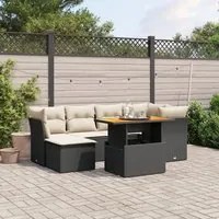 Set Divani da Giardino con Cuscini 7pz Nero Polyrattancod mxl 90386