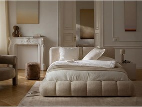 Letto matrimoniale imbottito grigio con contenitore con rete inclusa 200x200 cm Solange – Micadoni