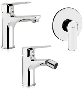 Set miscelatori lavabo bidet e doccia incasso cromati Artis Punta+ piletta inclusa